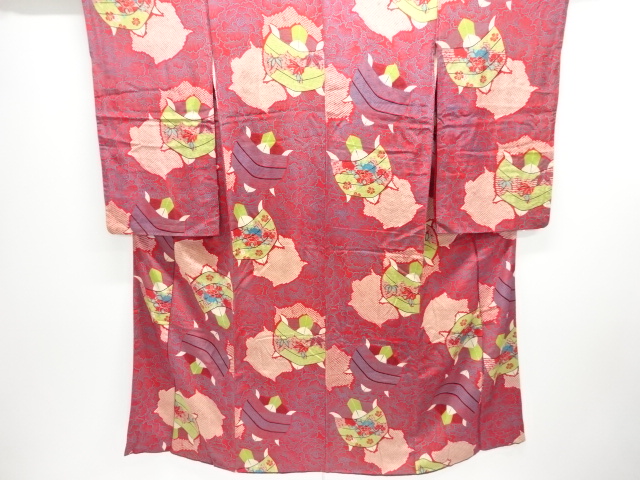 JAPANESE KIMONO / ANTIQUE KIMONO / SILK / SPOOL & PEONY